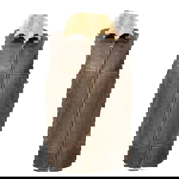 Eastern Counties Leather Mens Harvey Sheepskin Gilet - Chocolate Forest Distressed - 