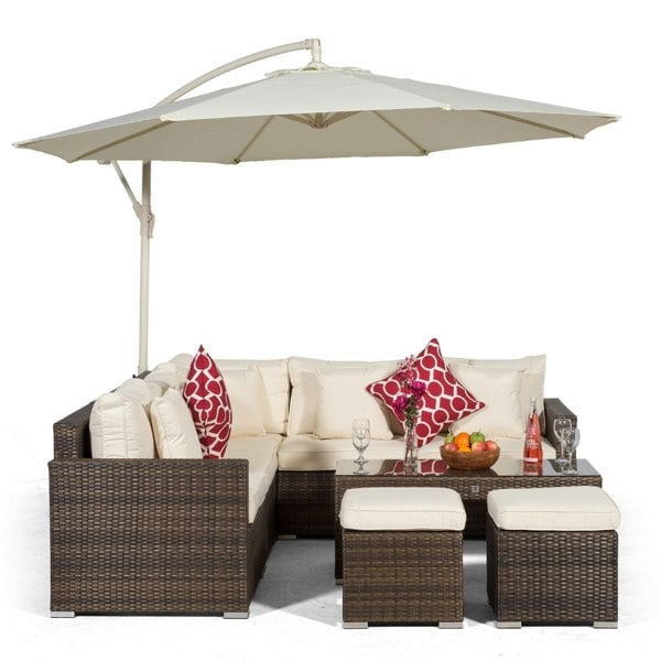 Giardino Havana Rattan 5 Seater Sofa Set with Coffee Table and 2 Stools