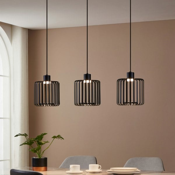 EGLO Ginestrone-Z Black Steel RGB 3-Light Pendant Light