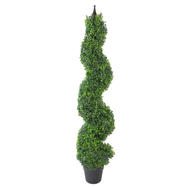 Leaf 120cm (4ft) Tall Artificial Boxwood Tower Tree Topiary Spiral Metal Top