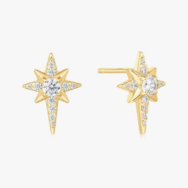 Ania Haie Miss Dainty 14ct Gold Plated Cubic Zirconia Star Stud Earrings E065-02G