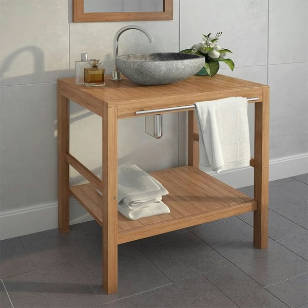 Berkfield Bathroom Vanity Cabinet Solid Teak 74x45x75 cm