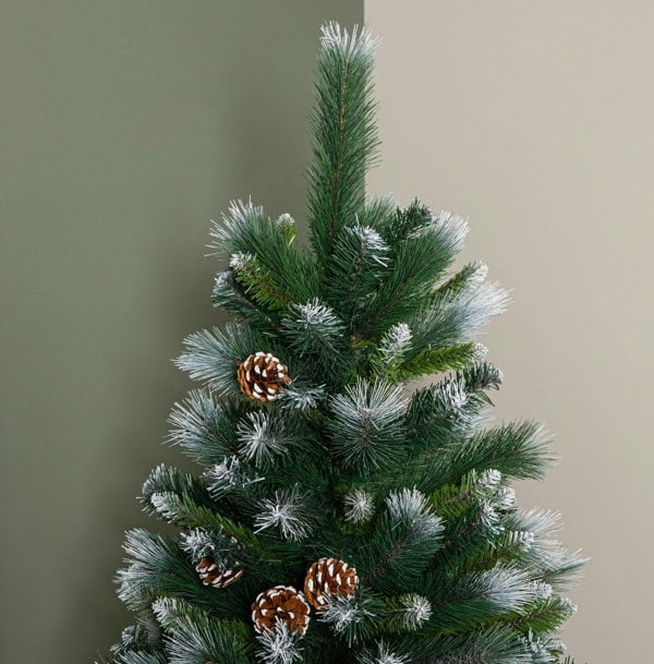 Samuel Alexander 6ft (1.8m) Frosted Glacier Pine Snow Tipped Christmas Tree with Pine Cones and 710 Tips
