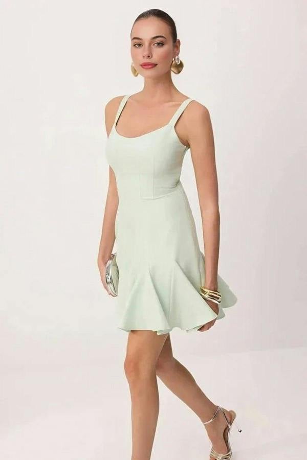 WOVCOR A-Line Lined Short Dress with Corset Detail