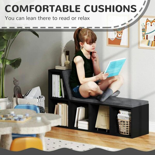 2 Tier Modern Bookcase Bookshelf with Removable Cushions for Living Room