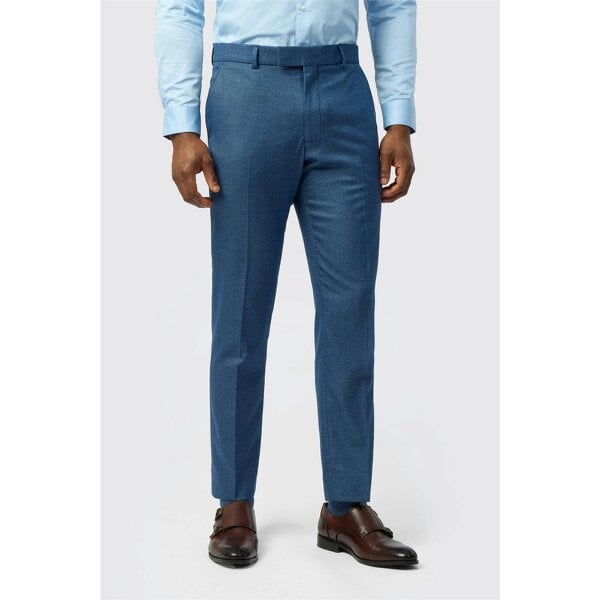 Antique Rogue Slim Fit Blue Texture Stretch Trousers