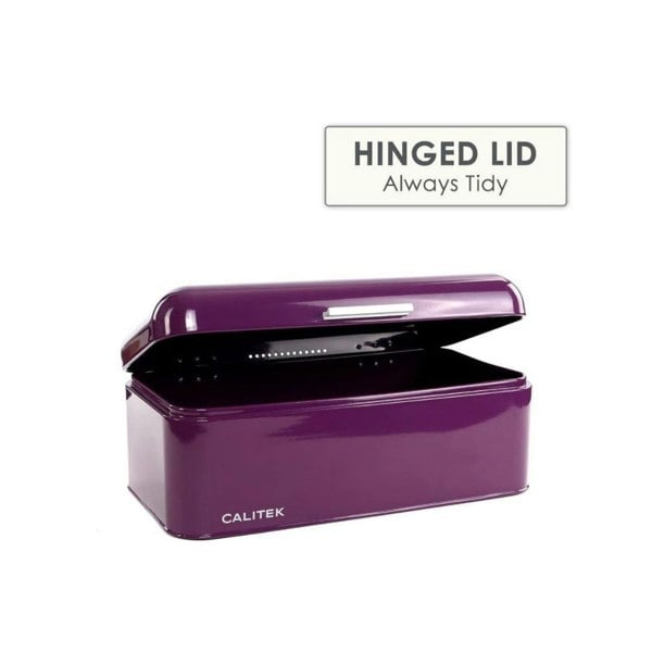 CALITEK Bread Bin Kitchen Counter Vintage Style Coated Carbon Steel Purple