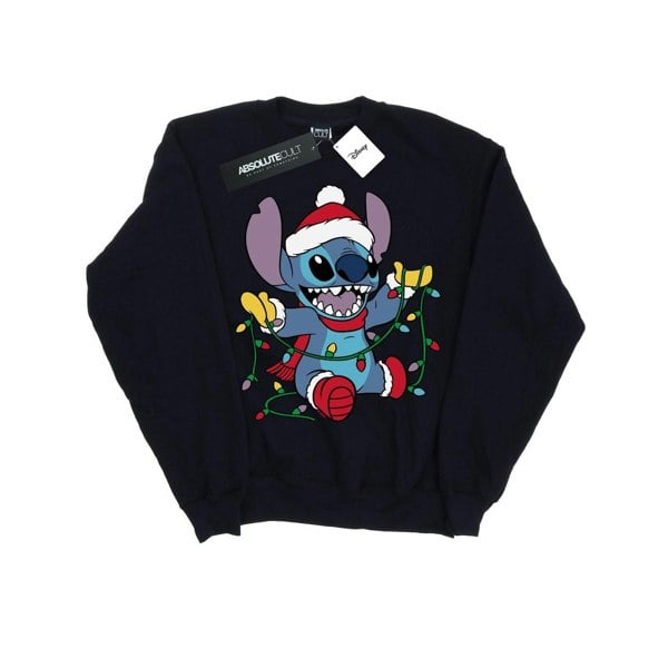 Disney Girls Lilo And Stitch Christmas Lights Sweatshirt - Navy Blue