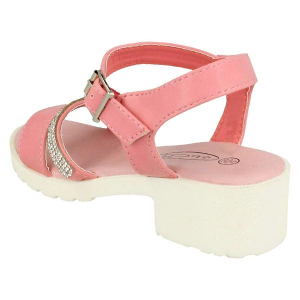 Spot On Girls Spot On Mid Heel Diamante Strap Ankle Buckle Sandal