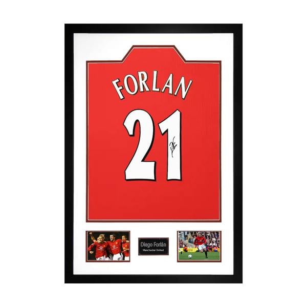 Diego Forlan Signed Manchester United Shirt Premium Frame