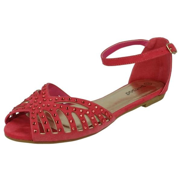 Anne Michelle Ladies Anne Michelle Flat Diamante Trim Sandals