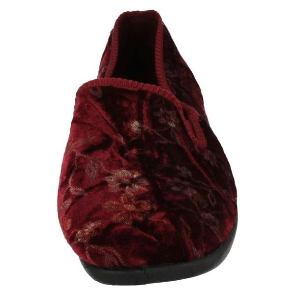 Spot On Ladies Spot On Embroided Floral Design Slippers