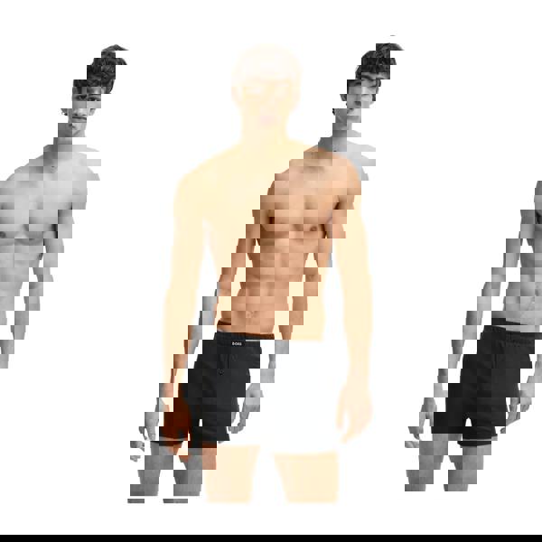 Boss Mens Cotton Stretch Boxer Shorts (Pack of 2) - Grey/Black - 