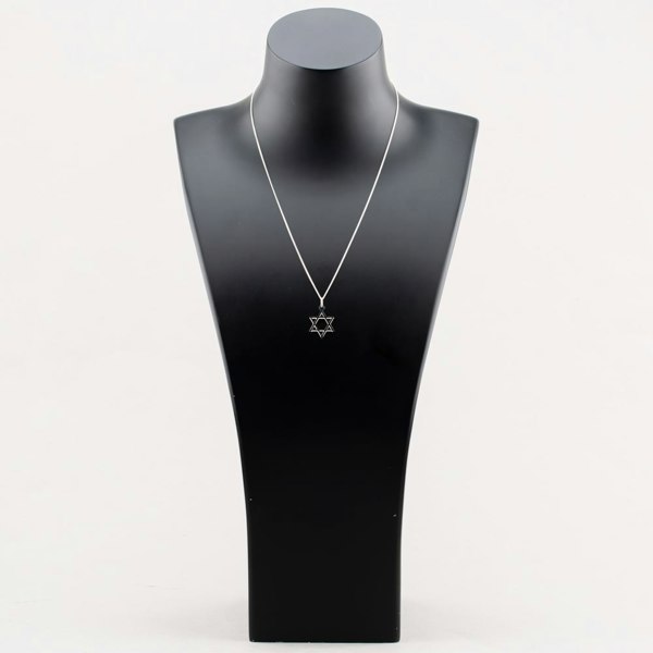 T. H. Baker Sterling Silver Star Of David Pendant Necklace 8.64.3071