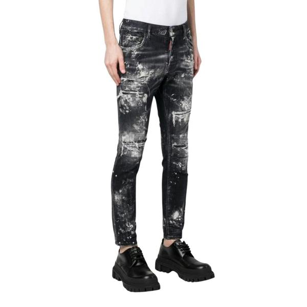 DSQUARED2 Super Twinky Jean Destroyed Paint Effect Black Jeans W28