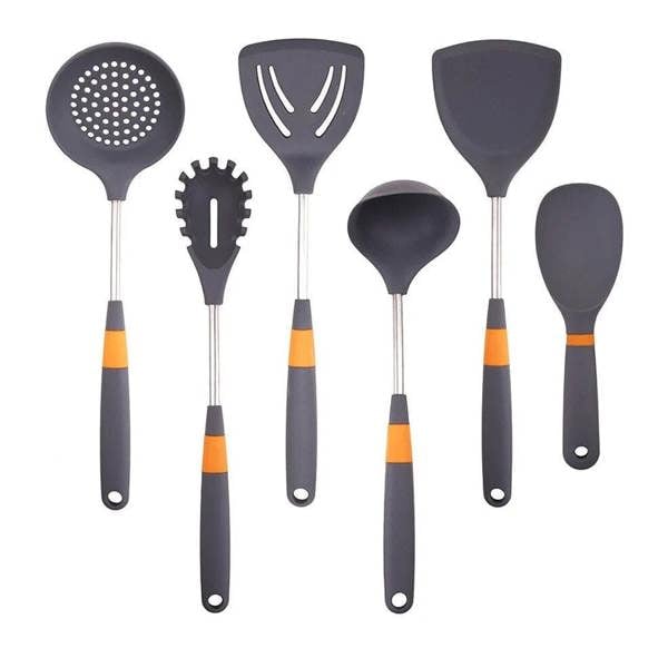 Anygleam Cooking Utensil 5 Set Grey Heat Resistant Tools Spatula Kit 1 Rice Spatula Kitchen Accessories Kitchenware Paddle Scoop for Nonstick Cookware