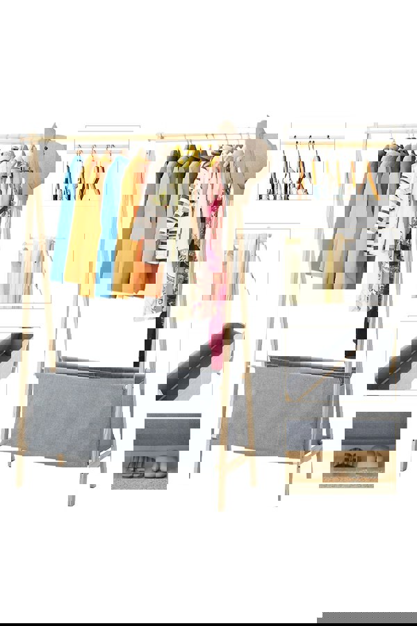 Living and Home 1-Tier Portable Wooden Clothes Rack Garment Rack Storage Box Shelves Bedroom