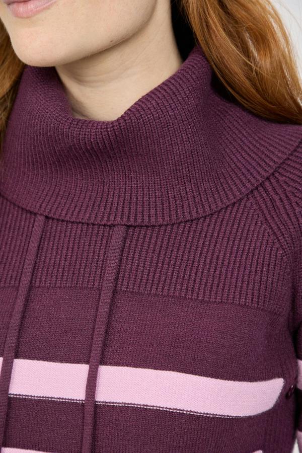 Mudflower Stripe Knit Cowl Neck Jumper
