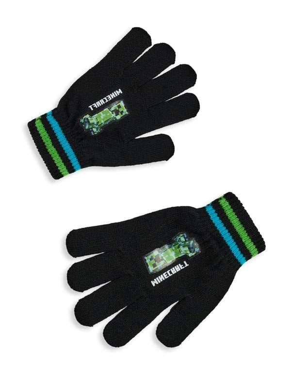 Minecraft Boys Black Creeper & TNT Beanie and Gloves Set (One Size)