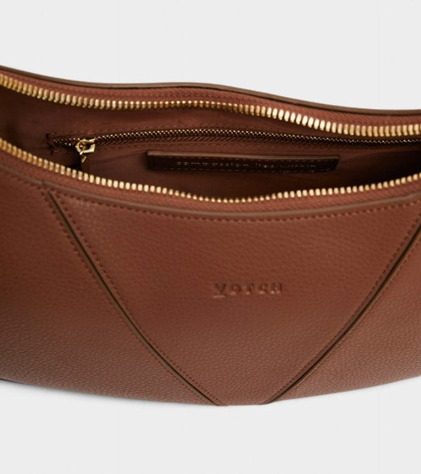 Votch River Vegan Bio-Based Bamboo Leather Hobo Bag in Brown