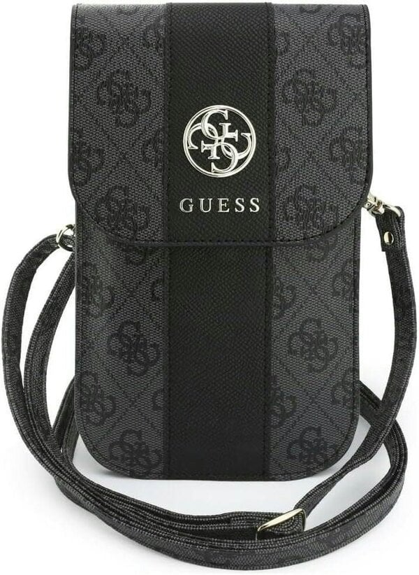 Guess 4G Round Classic Logo Stripes Universal Phone Pouch with Strap Black - GUWB6PG4S4RK