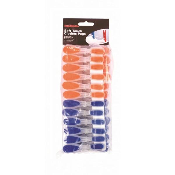 SupaHome Soft Touch Clothes Peg (Pack of 24) - Orange/Blue - 