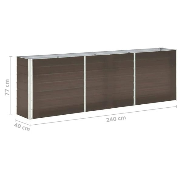 Berkfield Garden Raised Bed Galvanised Steel 240x40x77 cm Brown