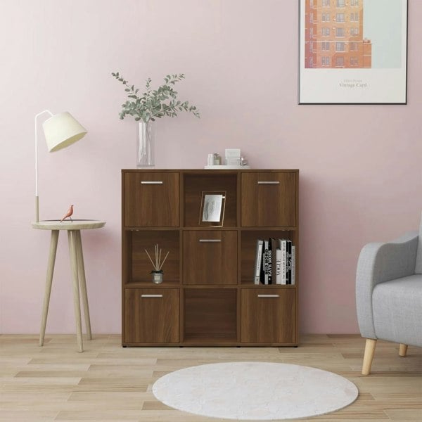 Berkfield Book Cabinet Brown Oak 90x30x90 cm Engineered Wood