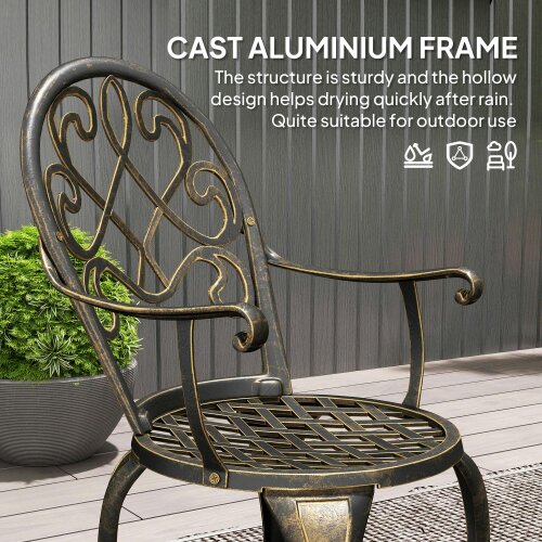 Wyld Haus Ziraro Aluminium Bronze Tone 3 Piece Elegant Garden Bistro Set