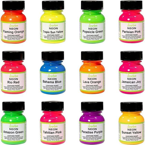 Angelus Neon Leather Paint for Sneaker Customs and Shoes 1oz