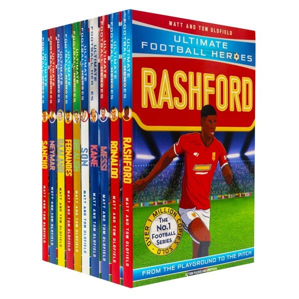 Ultimate Football Heroes 10 Book Set Rashford, Ronaldo, Messi, Haaland, Kane, Son, Fernandes & More