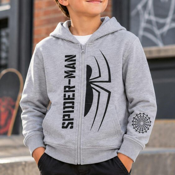 Onomato! Kids' Spider-Man Zip-Up Hoodie Size 6-8 Years Grey
