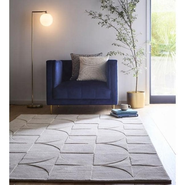The Rugs Penny Geometric Wool Rug | Purple & Cream |