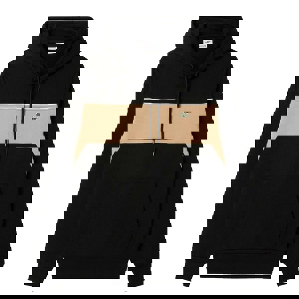 Lacoste Mens Colour Block Fleece Hoodie - Black