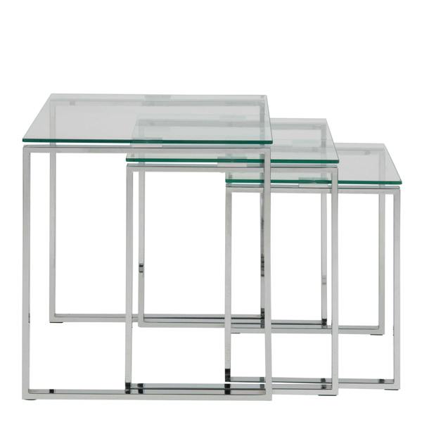 Wyld Haus Set of 3 Frederikssund Glass Top Nesting Coffee Tables