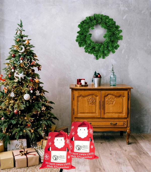 5cm Red Felt Christmas Sack with Santa Special Delivery Design, Letter Pocket and Drawstring Closure image 4