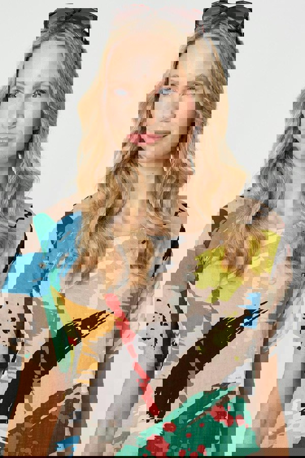 Green | Brushstroke Print Knee Length Shift Dress