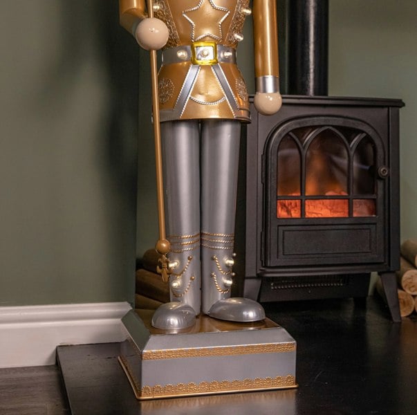 Samuel Alexander 1.2m Battery Operated Light up Giant Christmas Gold Nutcracker with LEDs