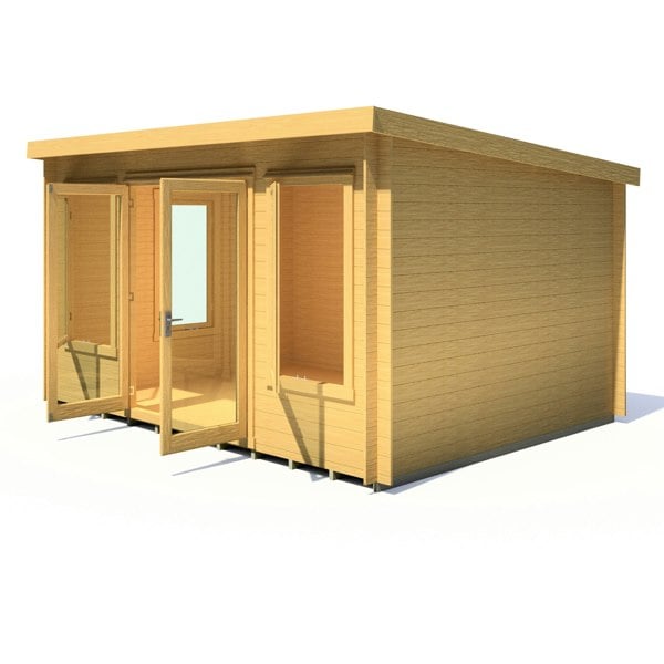 Shire Emneth 10Gx13 Pent Log Cabin 19mm interlock  Cladding - Best Shed