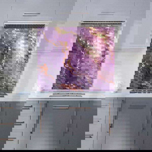 Warren Reed - Designer Purple And Gold Marble Effect Kitchen Splashback