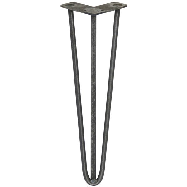 SkiSki 4 x 16" Hairpin Legs - 3 Prong - 12mm - Raw Steel