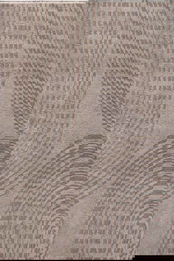 High Pile Beige Rug Pigment – Geometric Design