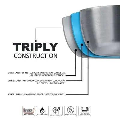 AVIAS TRIPLY KADAI WITH SS LID - 24CM (2.5L)