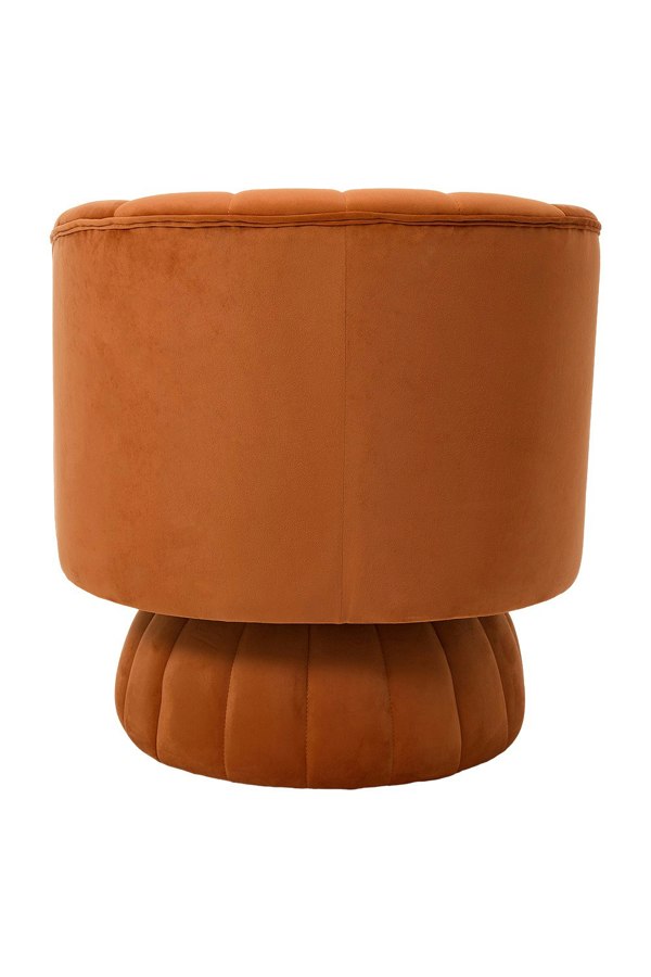 Living and Home Orange Velvet Upholstered Swivel Accent Armchair