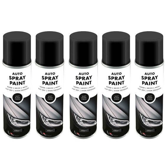 Overlay 5X Overlay Matt Black Auto Professional Spray Paint 250ml