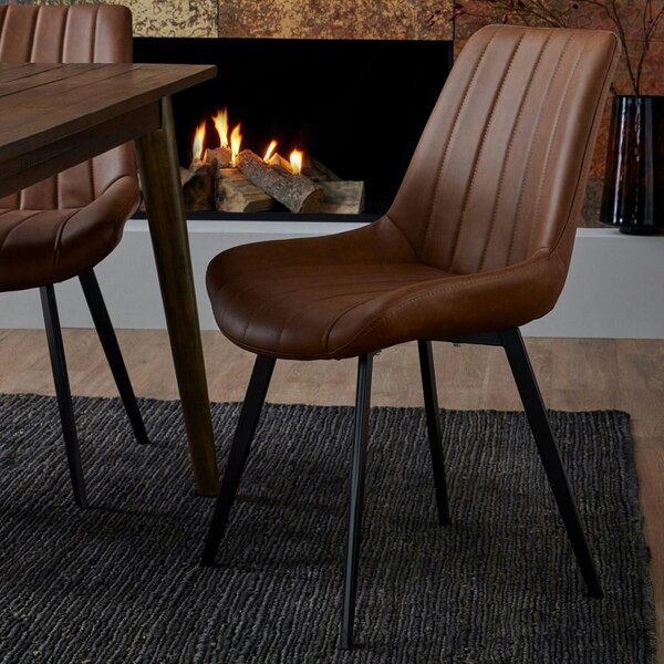 Wyld Haus Montagny Tan Brown Ribbed Upholstered Dining Chair