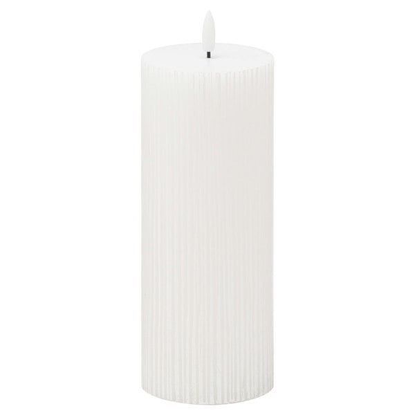 Hill Interiors Luxe Collection Ribbed Natural Glow Electric Candle - White