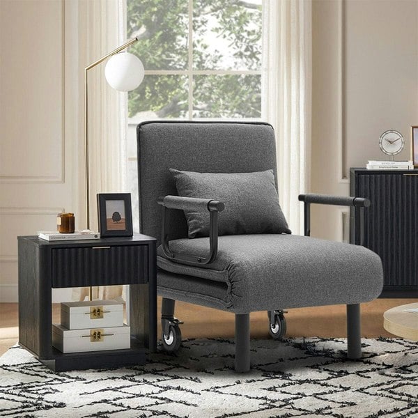 Upholstered Single Sleeper Chair Convertible Sofa Bed with Metal Legs Recliners Living and Home