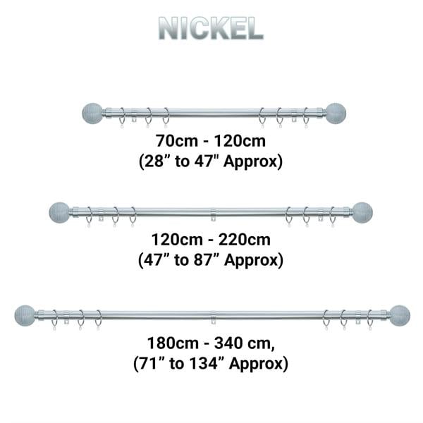 A.Unique Home Beaded Ball Extendable Curtain Pole (25/28mm) (Nickel,70cm - 120cm)