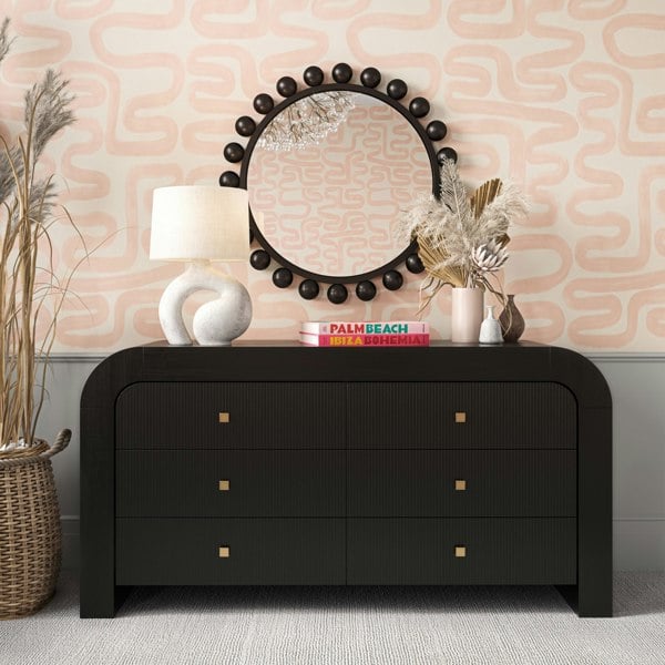 Furniture Edit Hump 6 Drawer Black Dresser Sideboard With Drawers